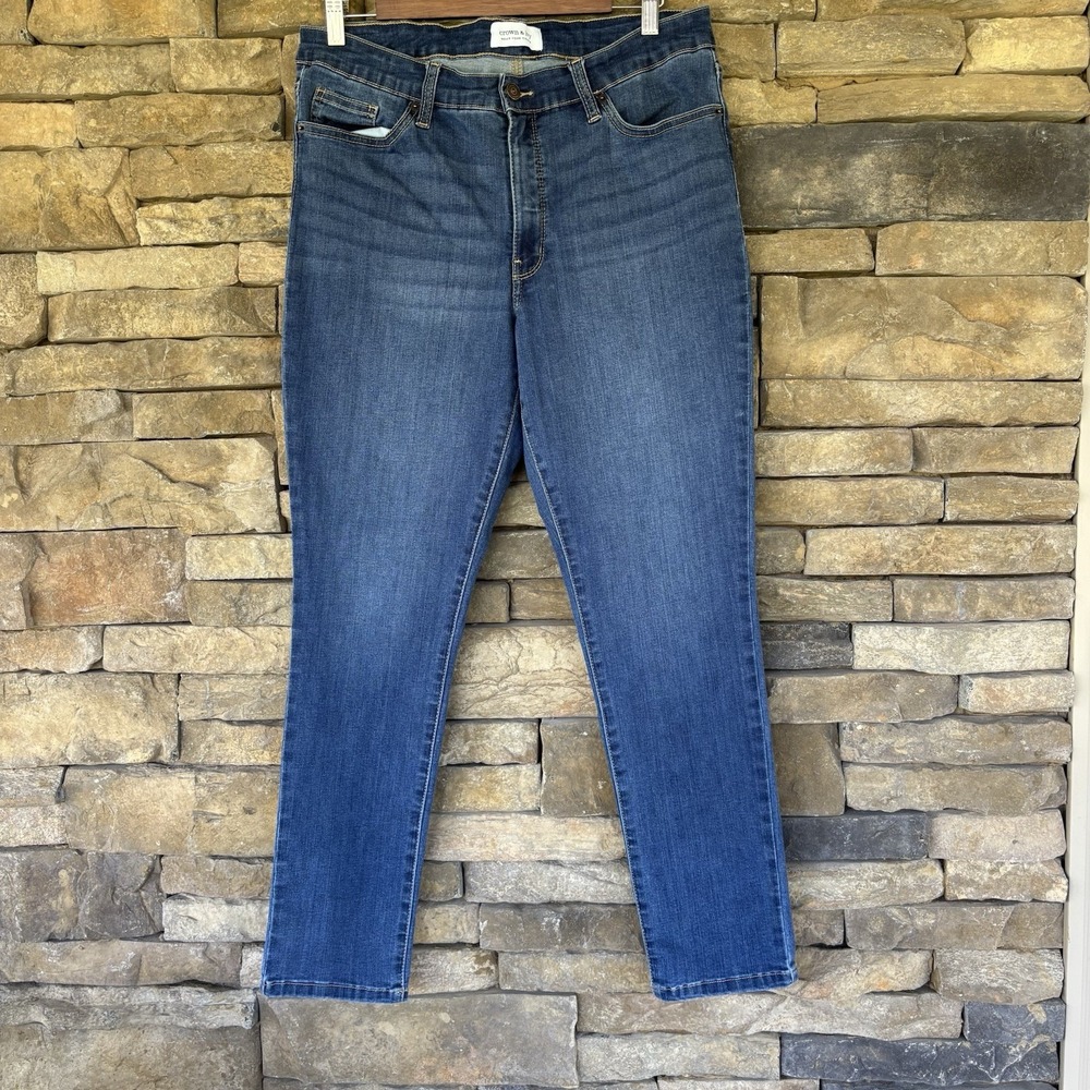 CROWN & IVY WOMENS SIZE 14R SKINNY BLUE JEANS STRETCH MID RISE